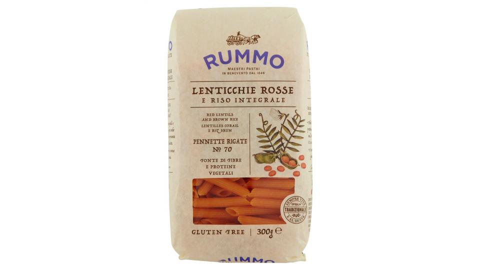 Rummo, Lenticchie Rosse e Riso Integrale Pennette Rigate n. 70