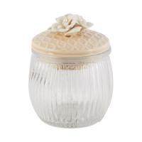 Bomboniera Peony in vetro costolato, con tappo ermetico in ceramica e pomolo sagomato, design assortiti, misura