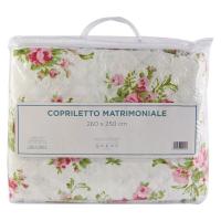 Copriletto matrimoniale stampato rose, misura