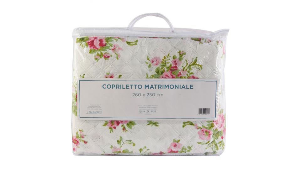 Copriletto matrimoniale stampato rose, misura