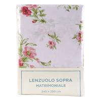 Lenzuolo matrimoniale in puro cotone stampato con rose, misura