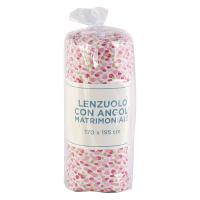 Lenzuolo matrimoniale con angoli, in puro cotone stampato con fantasia a macchioline, misura