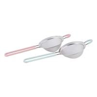 Colino in acciaio con manico in silicone, colori assortiti rosa o verde acqua, diametro