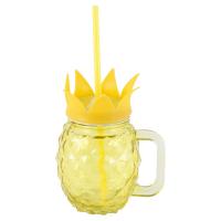Barattolo ananas in vetro con cannuccia, colori assortiti