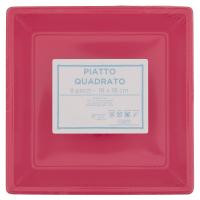 Piatto quadrato monouso fucsia mis. 18x18 cm