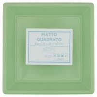 Piatto quadrato monouso verde mis. 18x18 cm