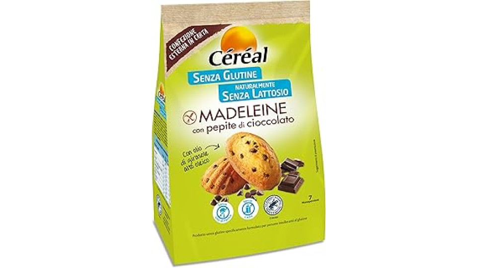 Céréal, Naturalmente Senza Lattosio Madeleine con pepite di cioccolato