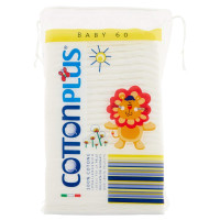 Cotton Plus BABY 60 pz. - LINEA BABY | DISCHETTI PRETAGLIATI 100% PURO COTONE | Per la pulizia dei più piccoli