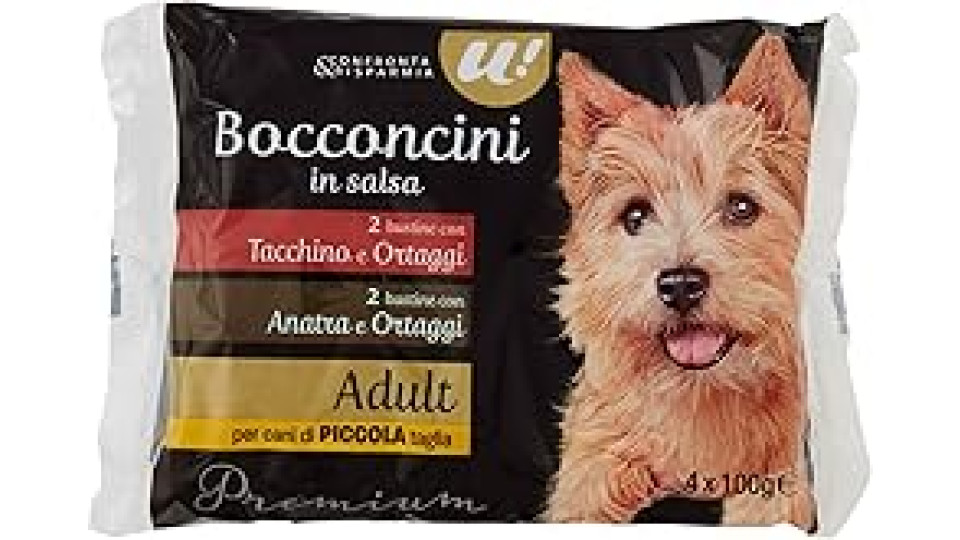 Buste Bocconcini in salsa per cani U! Confronta & Risparmia, 4x100gr