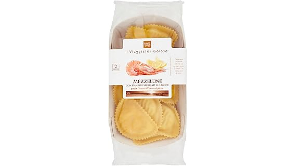 Mezzelune con Gamberi marinati al Limone il Viaggiator Goloso