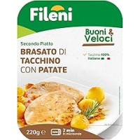 Fileni - Brasato di Tacchino con Patate 220 g - Tacchino 100% Italiano - Piatto Pronto e Gustoso - Buoni & Veloci - Secondo Piatto Facile da Preparare