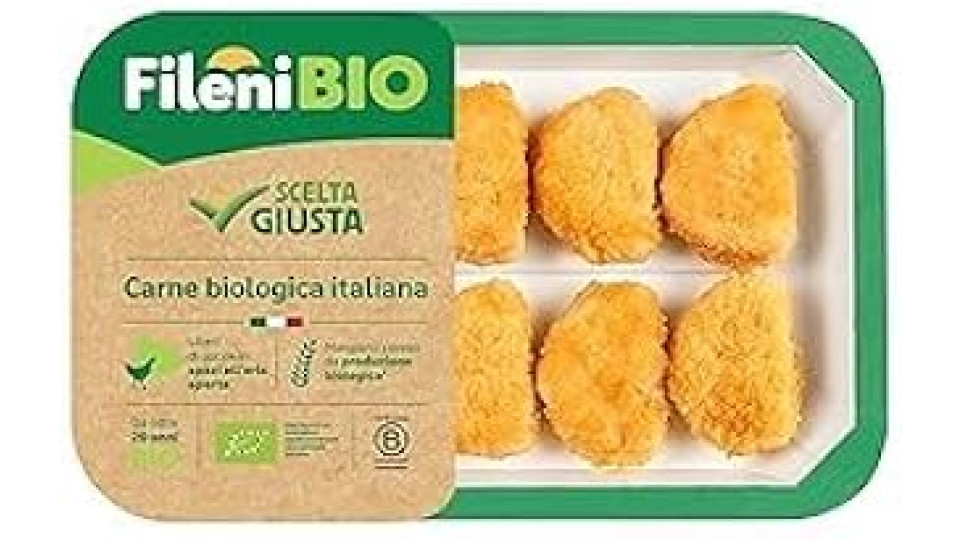 Fileni - Bocconcini Petto Pollo Bio 220 g - Pollo Biologico 100% Italiano - Vassoio in cartoncino Riciclabile