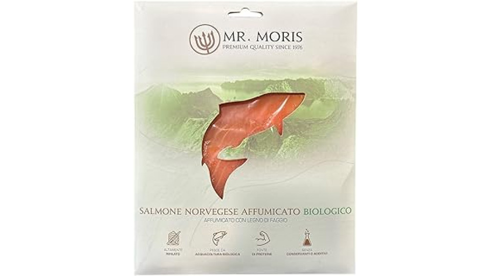 Mr. Moris® Salmone Norvegese Affumicato Preaffettato Biologico in astuccio 70g