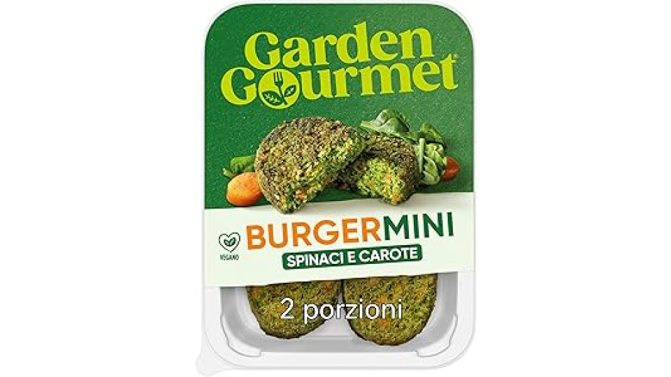 GARDEN GOURMET Burger MINI Burger Vegano di Spinaci e Carote 160g