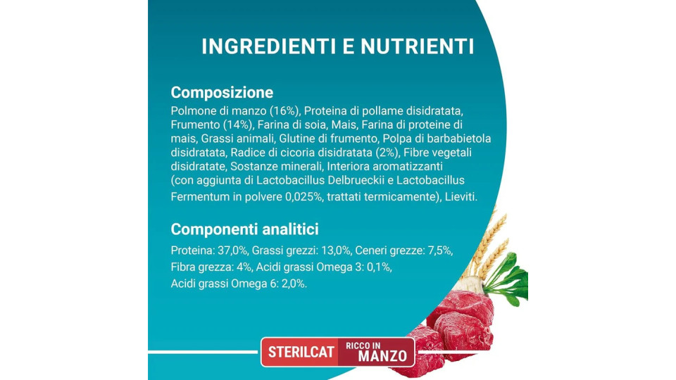 Purina One Sterilcat, Cibo per Gatti Ricco in Manzo e Frumento