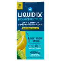 Liquid I.V. Hydration Multiplier Mix di Elettroliti e Carboidrati in Polvere Lemon Lime Stick 10x16g