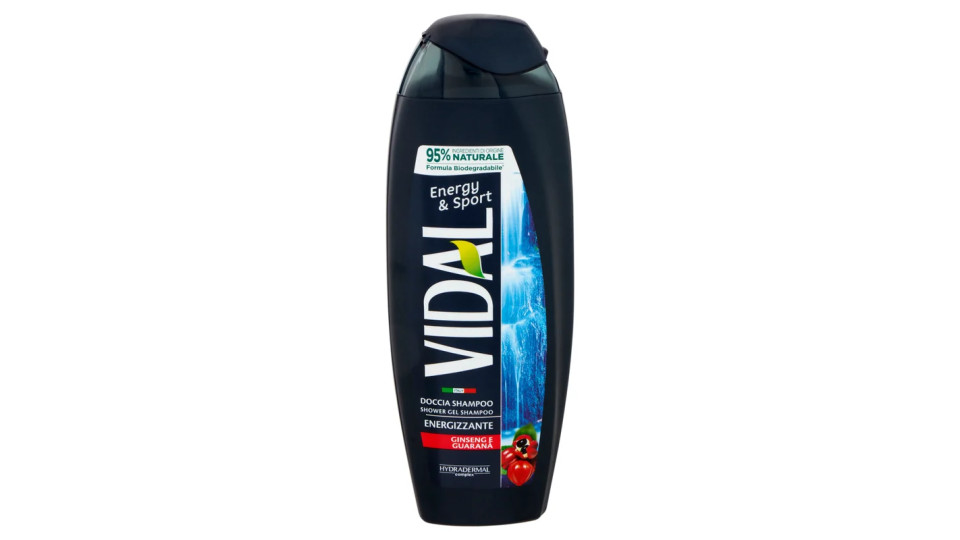 Vidal - Doccia Shampoo Energizzante, Ginseng e Guarana'