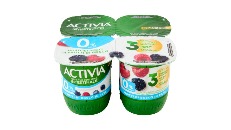 Activia 0% Grassi Frutti di bosco in pezzi 4 x