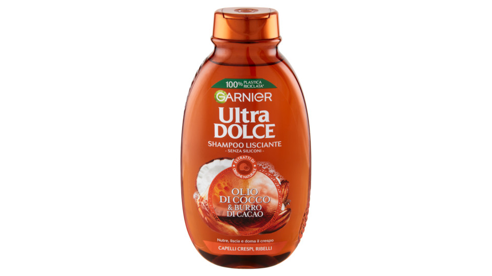 Garnier Ultra Dolce al Cacao e Olio di Cocco Shampoo per Capelli Lisci o da Lisciare