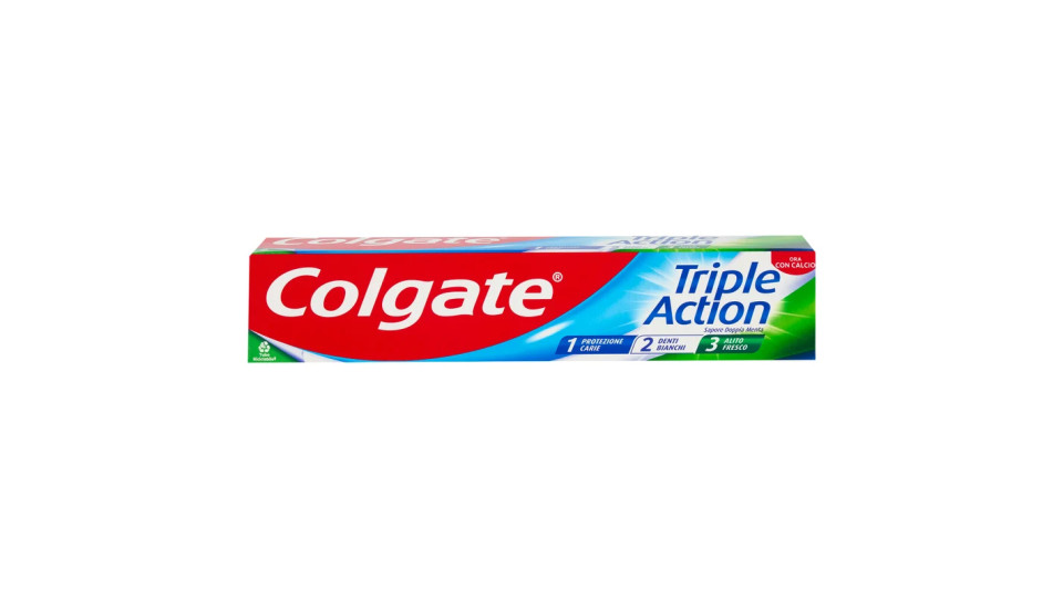 Colgate - Dentifricio Triple Action, Protezione Carie, Denti Bianchi, Alito Fresco