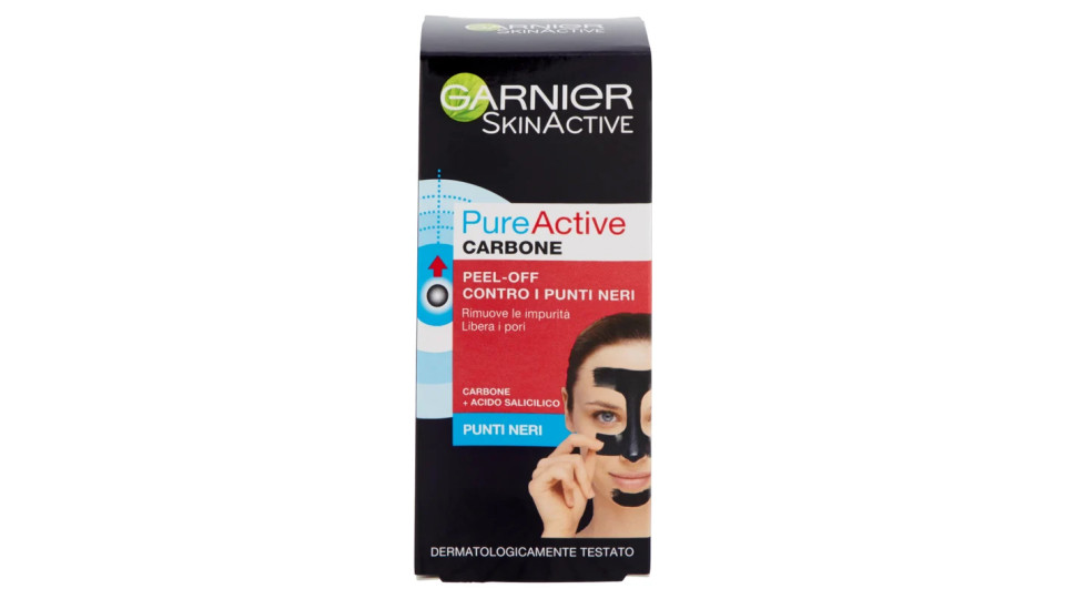 Garnier Skincare Maschera Peel Off contro i Punti Neri,Gel Detergente con Carbone e Acido Salicidico