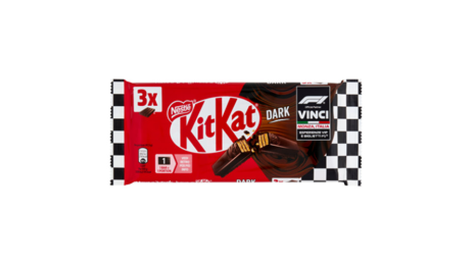 NESTLÉ KITKAT DARK 70% Wafer ricoperto di cioccolato fondente 3 snack da