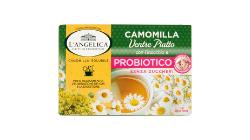 L'Angelica Camomilla Ventre Piatto con Finocchio e Probiotico Senza Zuccheri 14 Bustine 56 g