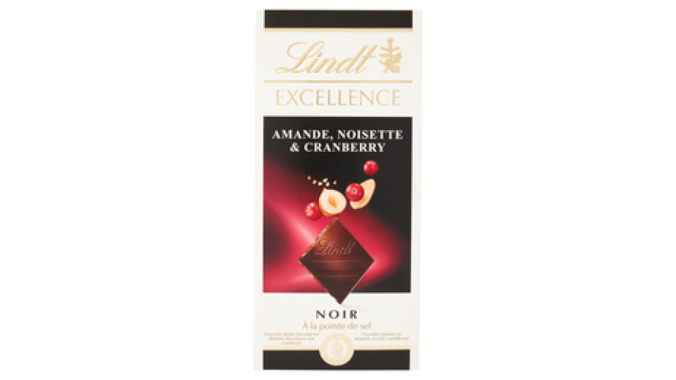 Lindt Excellence Tavoletta Cioccolato Fondente Mandorle e Mirtilli rossi 100 g