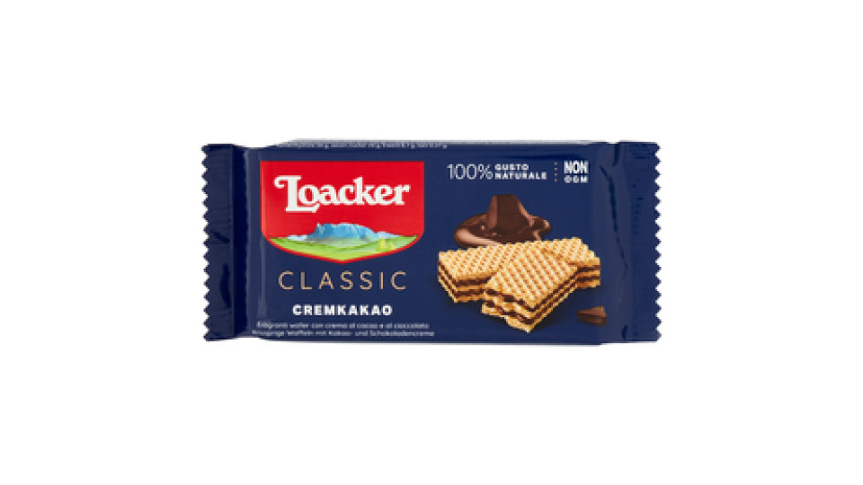 Loacker Wafer Classic Double Choc Wafers al cacao con crema al cioccolato 4 x 45 g