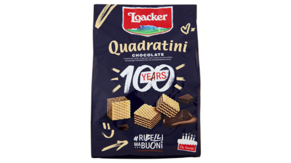 Loacker Wafer Quadratini Chocolate con crema al cioccolato con cacao dell'Ecuador wafers 250 g