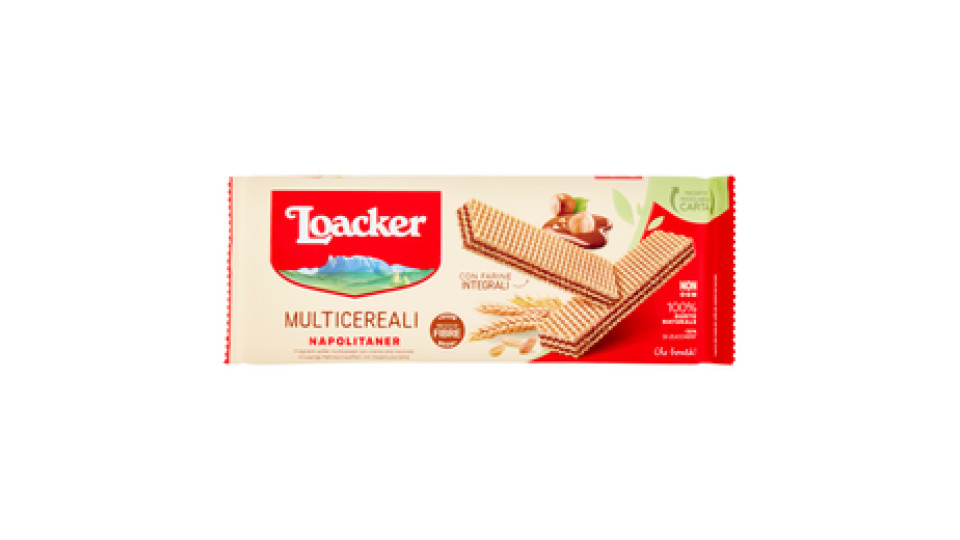 Loacker Wafer Multicereali Napolitaner con farro, grano e avena con crema alle nocciole wafers 175g