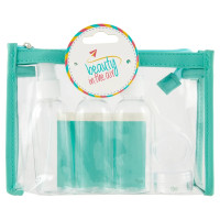 beauty in the air Borsina PVC Set 5 Flaconi Vuoti (3 Flac. 2 Vas. Stick. Imb)