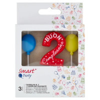 Smart Party Candelina N. 2 + Candeline Sagomate 3 pz