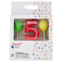 Smart Party Candelina N. 5 + Candeline Sagomate 3 pz