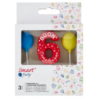 Smart Party Candelina N. 6 + Candeline Sagomate 3 pz