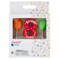 Smart Party Candelina N. 8 + Candeline Sagomate 3 pz
