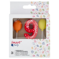 Smart Party Candelina N. 9 + Candeline Sagomate 3 pz
