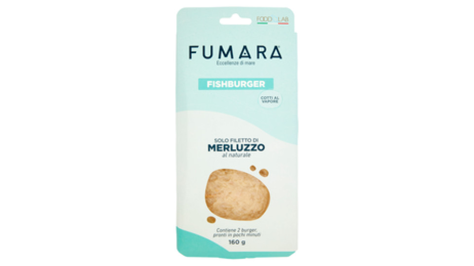 Fumara Fishburger Cotti al Vapore Solo Filetto di Merluzzo al naturale 160 g