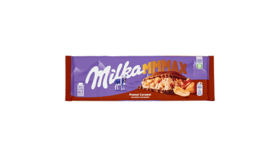 Milka Mmmax, maxi tavoletta di cioccolato al latte 100% alpino con arachidi e caramello - 276g