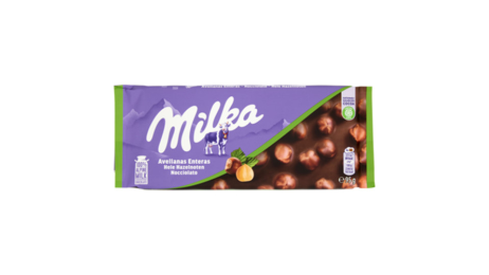 Milka Nocciolato, tavoletta di cioccolato al latte 100% Alpino con nocciole intere - 100g