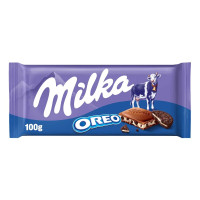 Milka Oreo, tavoletta di cioccolato al latte 100% alpino ripieno di crema Oreo - 100g