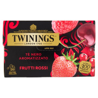 Twinings Frutti Rossi Tè Nero aromatizzato alla Fragola, Ciliegia, Ribes Lampone 20 filtri The 40 g