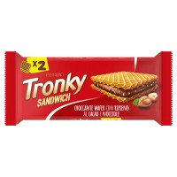 Tronky Sandwich snack wafer croccante ripieno al cacao e nocciole, 2 pezzi 44g