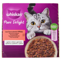 Whiskas Pure Delight Succulenti Straccetti in Gelatina con Manzo, Pollo, Pollame, Agnello 24x85g