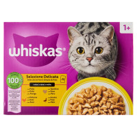 whiskas, gatto Selezione Delicata 1+ straccetti in gelatina con pollo anatra pollame tacchino