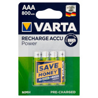 Varta Recharge Accu Power AAA 800mAh HR03 1.2V NiMH 56703 4 pz