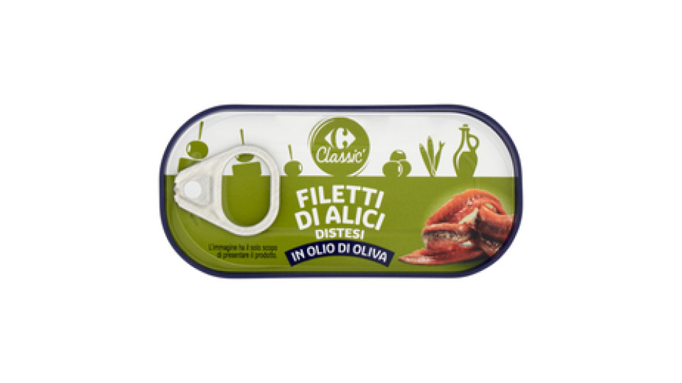 Carrefour Filetti di alici in olio d'oliva distesi
