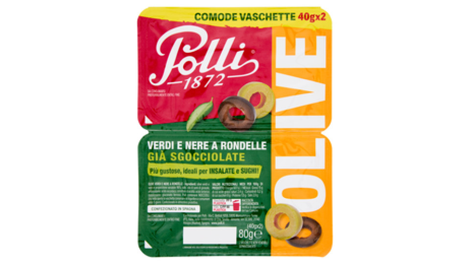 Polli, olive verdi e nere a rondelle