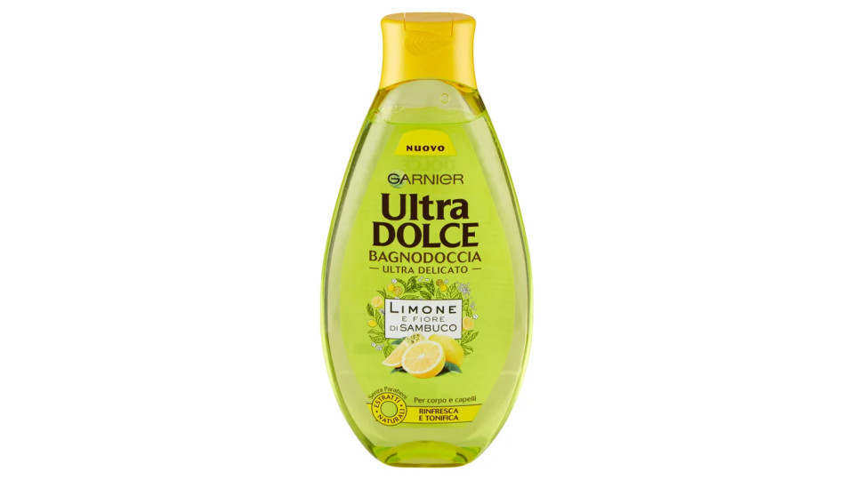 Garnier Ultra Dolce Limone e Fiore Di Sambuco Bagnodoccia Tonificante Pelle Fresca e Morbida