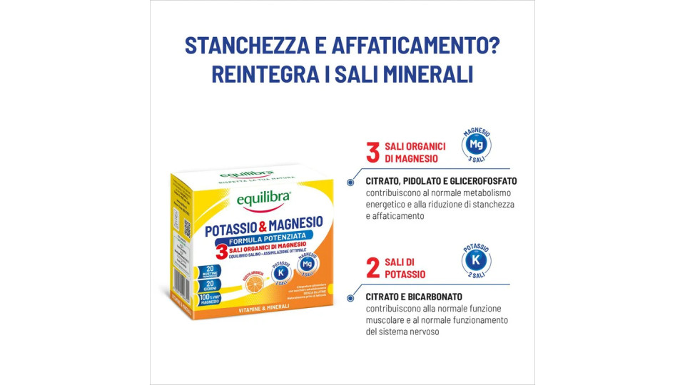 Equilibra, potassio & magnesio 20 bustine monodose